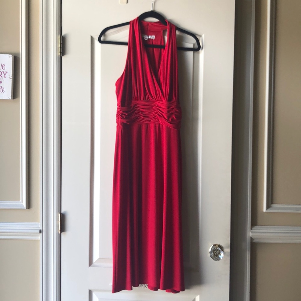 Beautiful deep red Evan Picone polyester dress